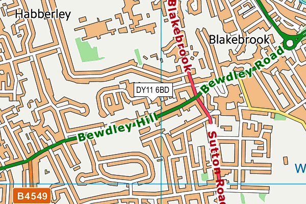 DY11 6BD map - OS VectorMap District (Ordnance Survey)