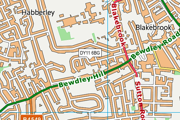 DY11 6BG map - OS VectorMap District (Ordnance Survey)