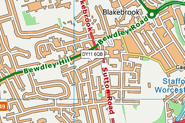 DY11 6QB map - OS VectorMap District (Ordnance Survey)