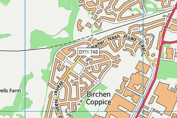 DY11 7AS map - OS VectorMap District (Ordnance Survey)