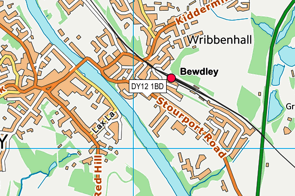Bewdley Tennis Club map (DY12 1BD) - OS VectorMap District (Ordnance Survey)