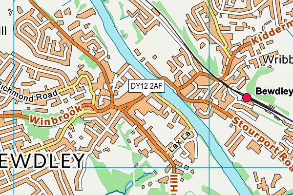DY12 2AF map - OS VectorMap District (Ordnance Survey)