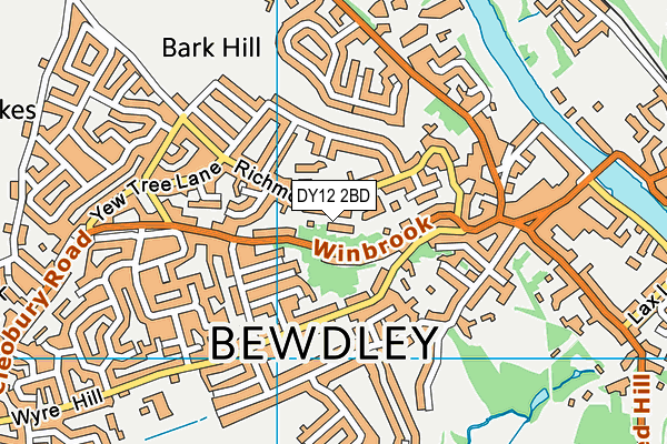 DY12 2BD map - OS VectorMap District (Ordnance Survey)