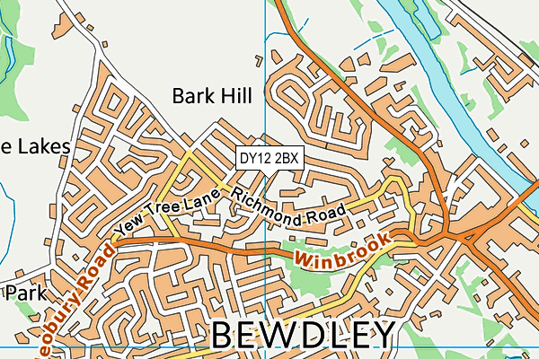 DY12 2BX map - OS VectorMap District (Ordnance Survey)