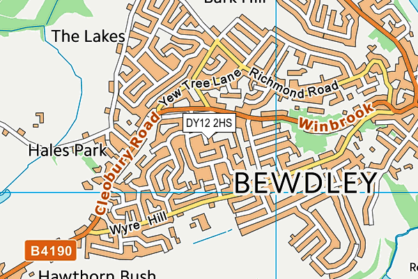 DY12 2HS map - OS VectorMap District (Ordnance Survey)