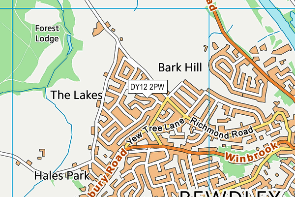 DY12 2PW map - OS VectorMap District (Ordnance Survey)