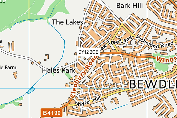 DY12 2QE map - OS VectorMap District (Ordnance Survey)