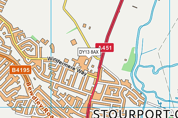 The Stourport High School and Sixth Form College map (DY13 8AX) - OS VectorMap District (Ordnance Survey)