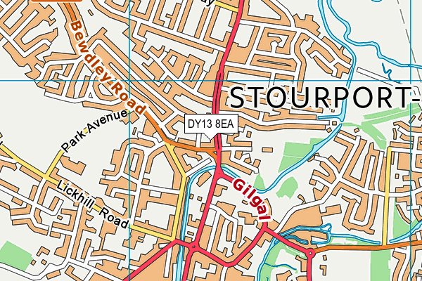 DY13 8EA map - OS VectorMap District (Ordnance Survey)