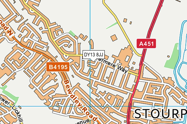 DY13 8JJ map - OS VectorMap District (Ordnance Survey)