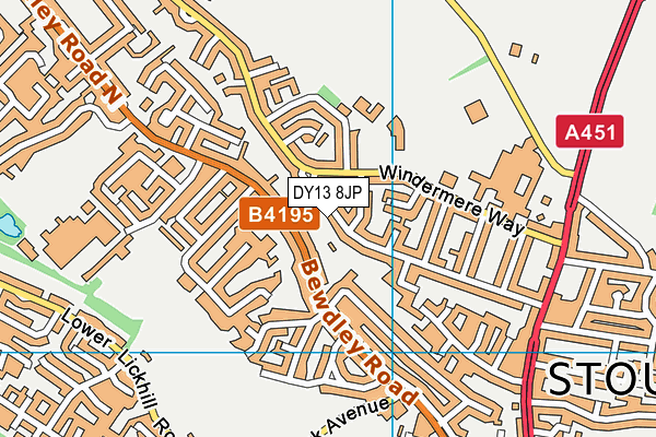 DY13 8JP map - OS VectorMap District (Ordnance Survey)