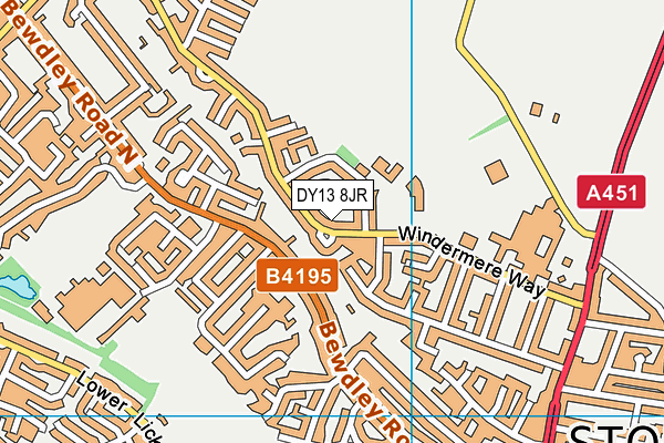 DY13 8JR map - OS VectorMap District (Ordnance Survey)