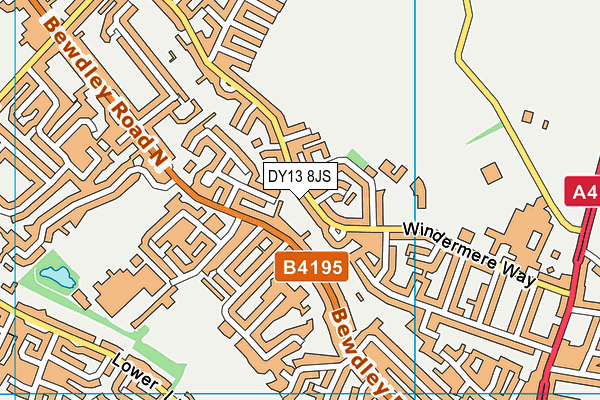 DY13 8JS map - OS VectorMap District (Ordnance Survey)