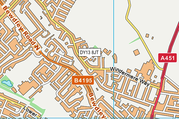 DY13 8JT map - OS VectorMap District (Ordnance Survey)