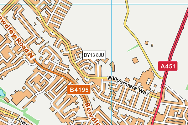 Burlish Middle School (Closed) map (DY13 8JU) - OS VectorMap District (Ordnance Survey)