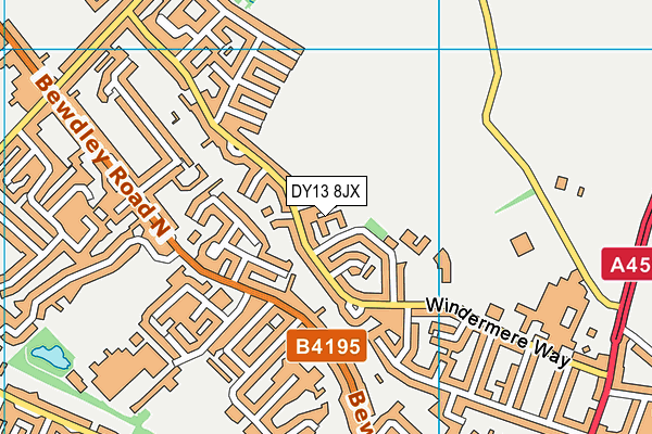 DY13 8JX map - OS VectorMap District (Ordnance Survey)