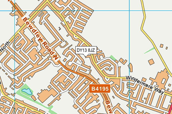 DY13 8JZ map - OS VectorMap District (Ordnance Survey)