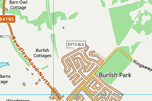 DY13 8LS map - OS VectorMap District (Ordnance Survey)