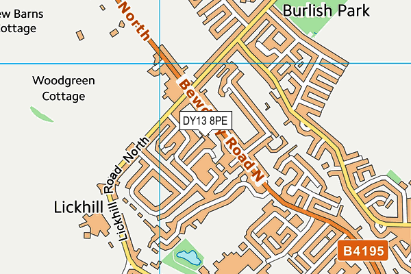DY13 8PE map - OS VectorMap District (Ordnance Survey)