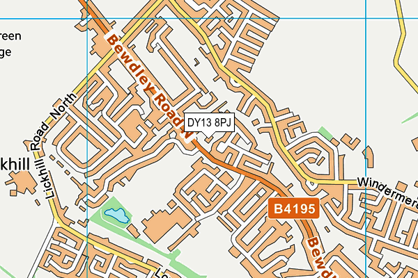 DY13 8PJ map - OS VectorMap District (Ordnance Survey)