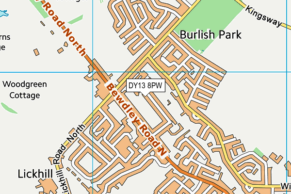 DY13 8PW map - OS VectorMap District (Ordnance Survey)