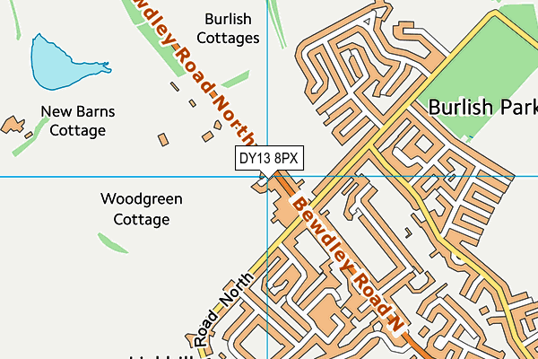 DY13 8PX map - OS VectorMap District (Ordnance Survey)