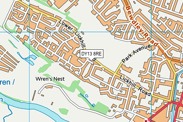 DY13 8RE map - OS VectorMap District (Ordnance Survey)