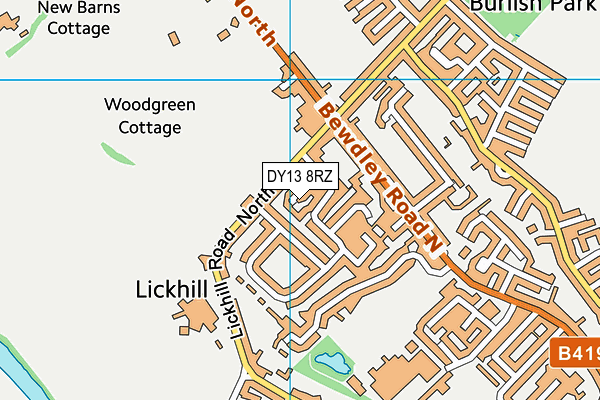 DY13 8RZ map - OS VectorMap District (Ordnance Survey)