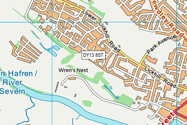 DY13 8ST map - OS VectorMap District (Ordnance Survey)
