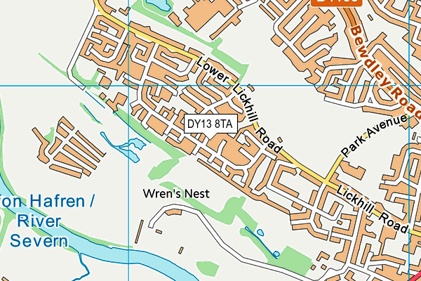 DY13 8TA map - OS VectorMap District (Ordnance Survey)