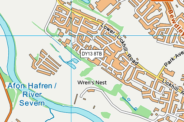 DY13 8TB map - OS VectorMap District (Ordnance Survey)