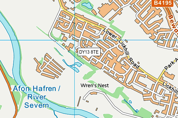DY13 8TE map - OS VectorMap District (Ordnance Survey)