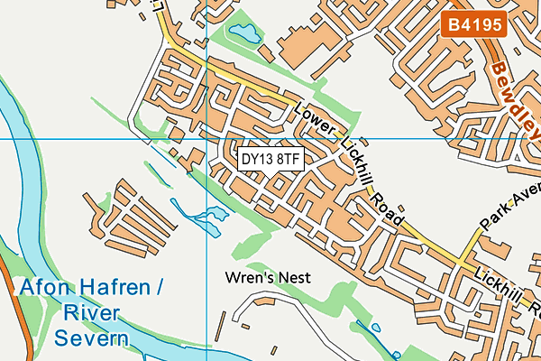 DY13 8TF map - OS VectorMap District (Ordnance Survey)