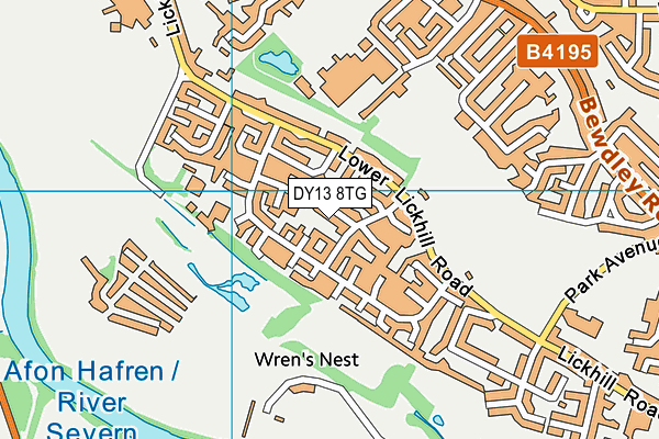 DY13 8TG map - OS VectorMap District (Ordnance Survey)