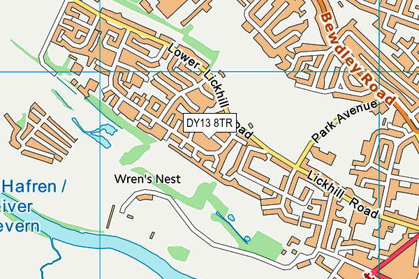 DY13 8TR map - OS VectorMap District (Ordnance Survey)