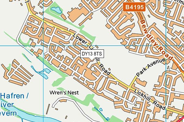 DY13 8TS map - OS VectorMap District (Ordnance Survey)
