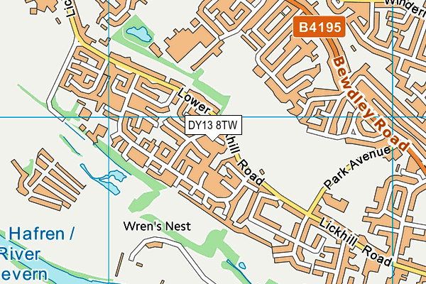 DY13 8TW map - OS VectorMap District (Ordnance Survey)