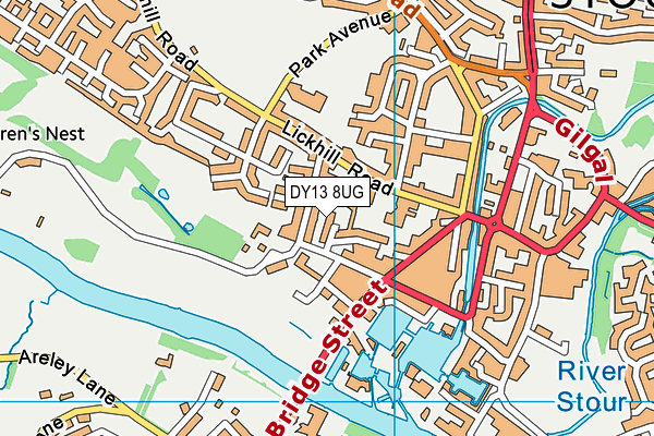 DY13 8UG map - OS VectorMap District (Ordnance Survey)