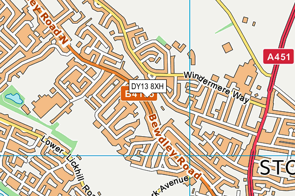 DY13 8XH map - OS VectorMap District (Ordnance Survey)