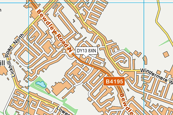 DY13 8XN map - OS VectorMap District (Ordnance Survey)