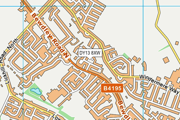 DY13 8XW map - OS VectorMap District (Ordnance Survey)