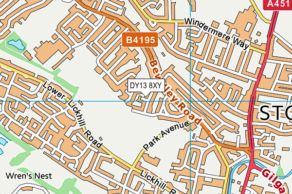 DY13 8XY map - OS VectorMap District (Ordnance Survey)