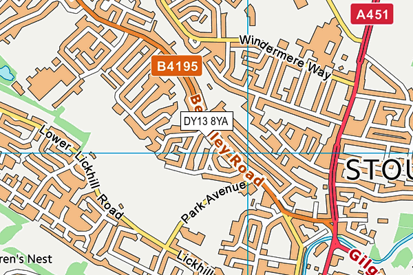 DY13 8YA map - OS VectorMap District (Ordnance Survey)