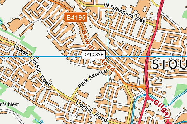 DY13 8YB map - OS VectorMap District (Ordnance Survey)