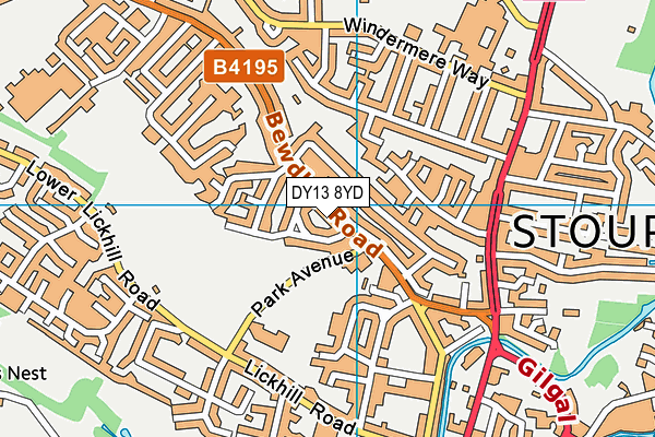 DY13 8YD map - OS VectorMap District (Ordnance Survey)