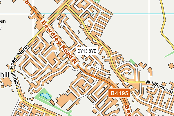 DY13 8YE map - OS VectorMap District (Ordnance Survey)