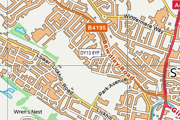 DY13 8YF map - OS VectorMap District (Ordnance Survey)