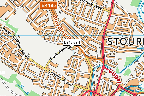 DY13 8YH map - OS VectorMap District (Ordnance Survey)