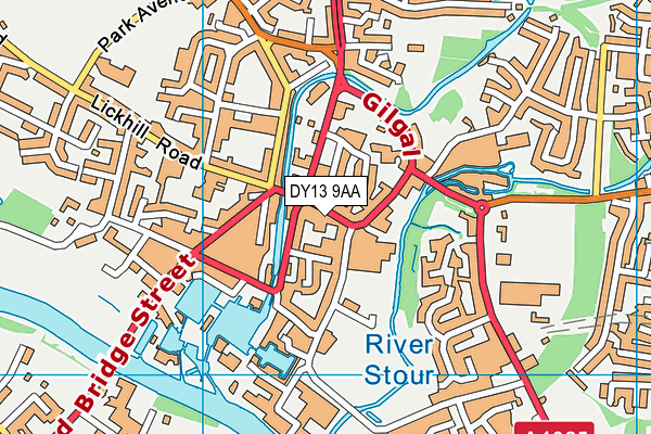 DY13 9AA map - OS VectorMap District (Ordnance Survey)