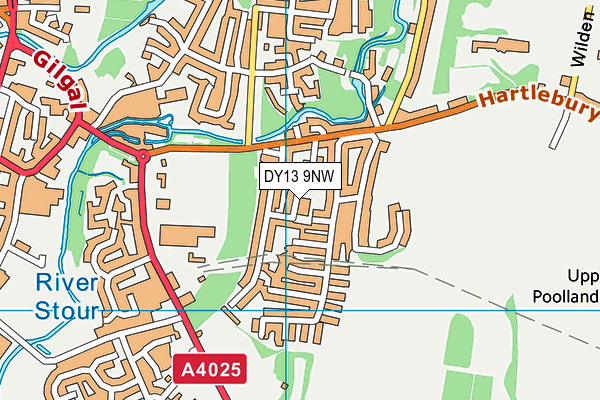 DY13 9NW map - OS VectorMap District (Ordnance Survey)